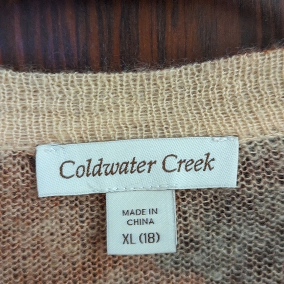Coldwater Creek Beige Orange Mohair Wool Blend Cardigan Size XL (18) - Picture 3 of 6